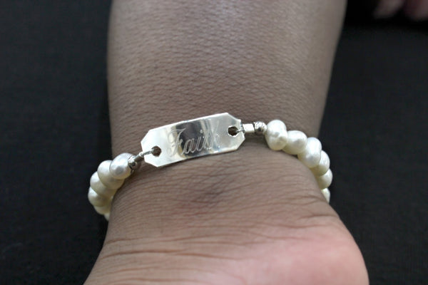 German Silver Baby Plate Pearl Bracelet - Atlanta Jewelers Supply