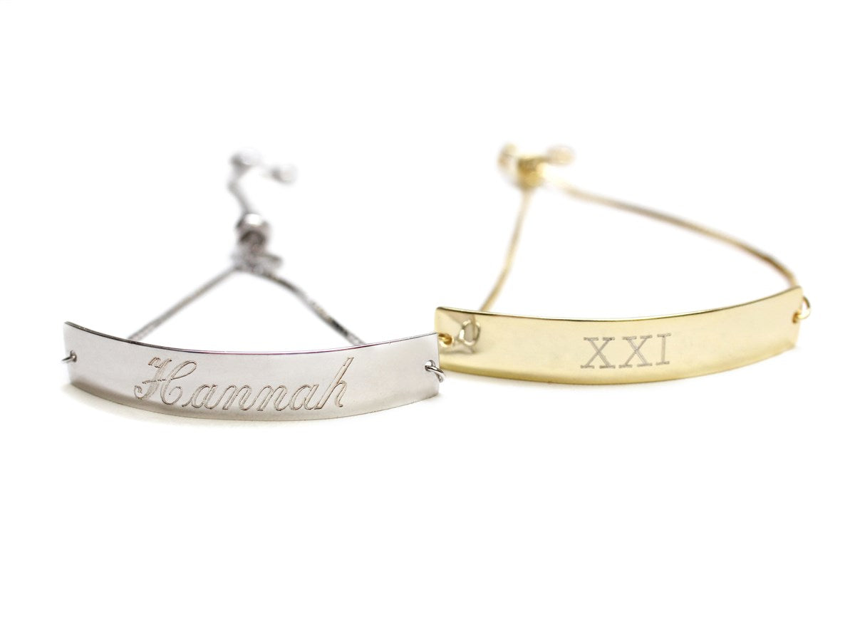 Sterling Silver Engravable Bar Adjustable Bracelets - Atlanta Jewelers Supply