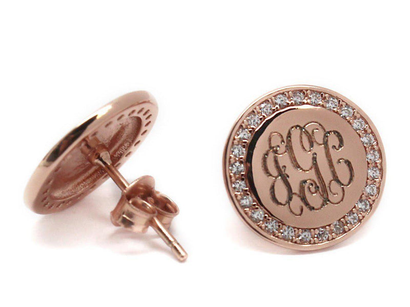 Sterling Silver Engravable CZ Round Stud Earrings - Atlanta Jewelers Supply