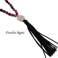 Beaded Suede Tassel Necklaces With Engraved Stainless Steel Disc In Gold Or Silver - Atlanta Jewelers Supply