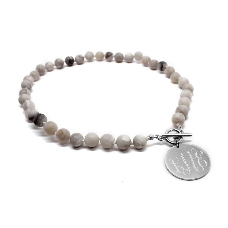 Tiffany Style Hand Knotted Bead Necklace with Engraved Gold Disc - Atlanta Jewelers Supply