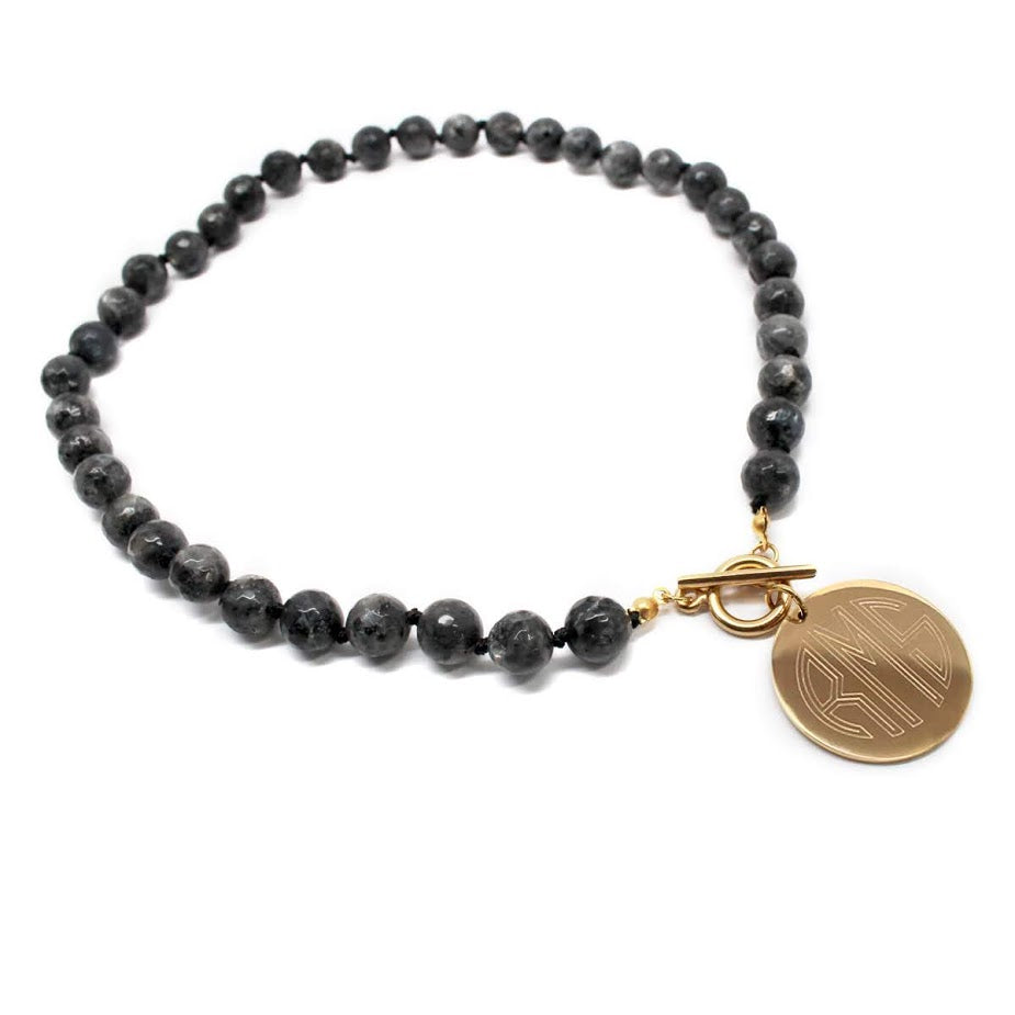 Tiffany Style Hand Knotted Bead Necklace with Engraved Gold Disc - Atlanta Jewelers Supply