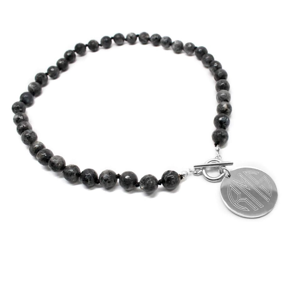 Tiffany Style Hand Knotted Bead Necklace with Engraved Gold Disc - Atlanta Jewelers Supply