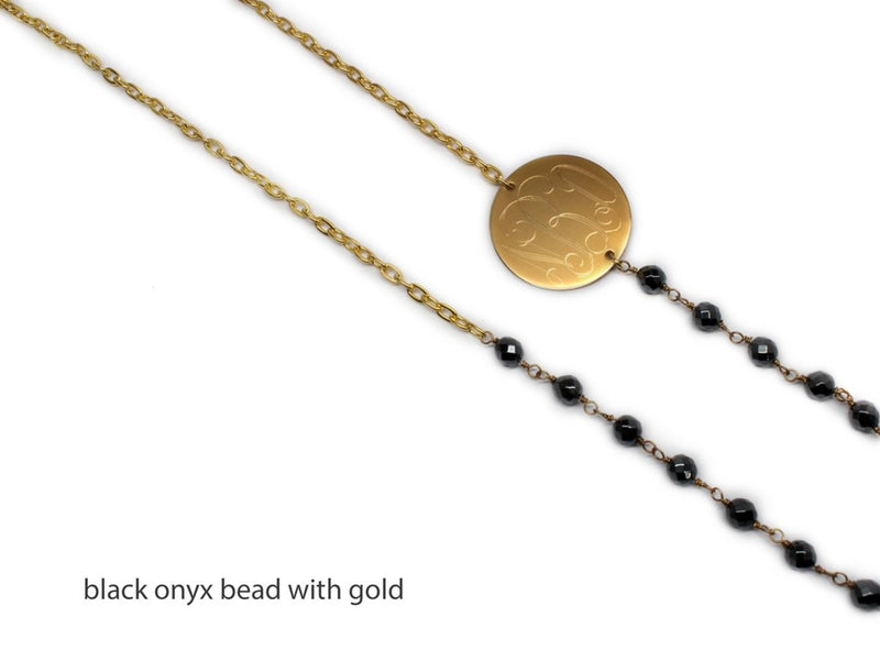 Elegant Engraved Sideways Necklace With Gold Steel Disc - Atlanta Jewelers Supply
