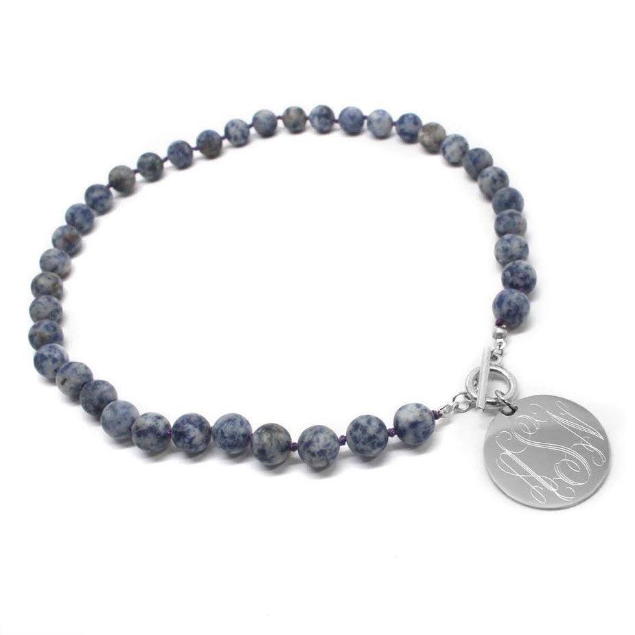 Tiffany Style Hand Knotted Bead Necklace with Engraved Gold Disc - Atlanta Jewelers Supply