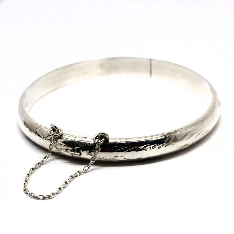 Sterling Silver Bangle Bracelets with 2'' Chain - Atlanta Jewelers Supply