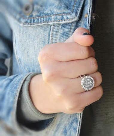 Sterling Silver Round Engravable CZ Ring With Roped Band - Atlanta Jewelers Supply