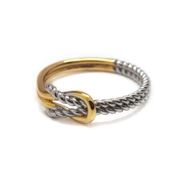 Elegant Engravable Arya Knot Rope Sterling Silver dual tone Ring - Atlanta Jewelers Supply