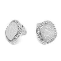 Engravable Sterling Silver Square CZ Stud Earrings - Atlanta Jewelers Supply