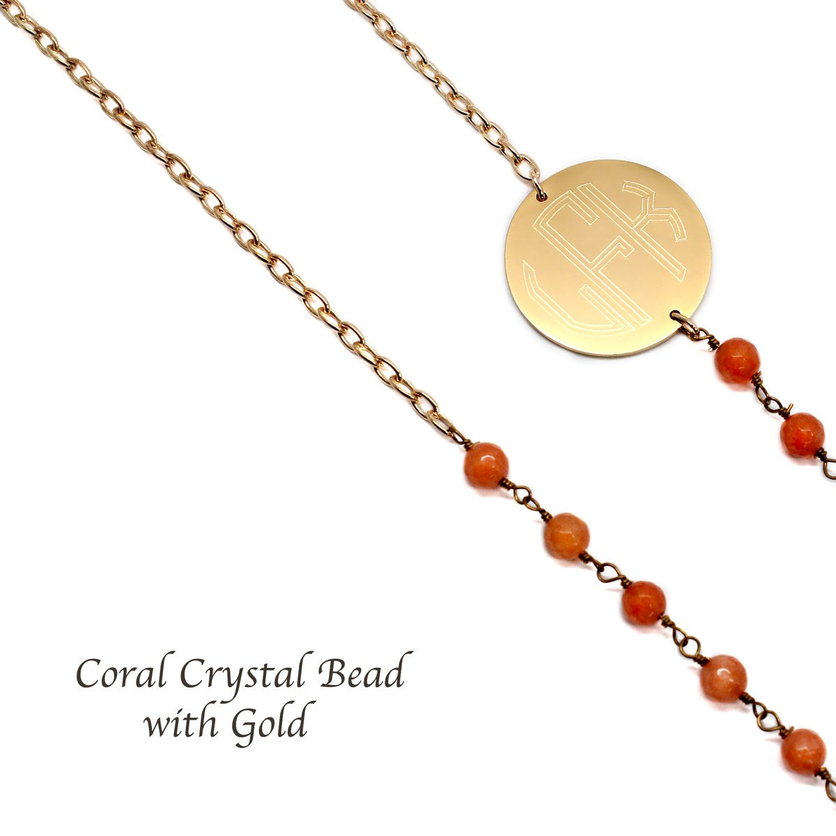 Elegant Engraved Sideways Necklace With Gold Steel Disc - Atlanta Jewelers Supply