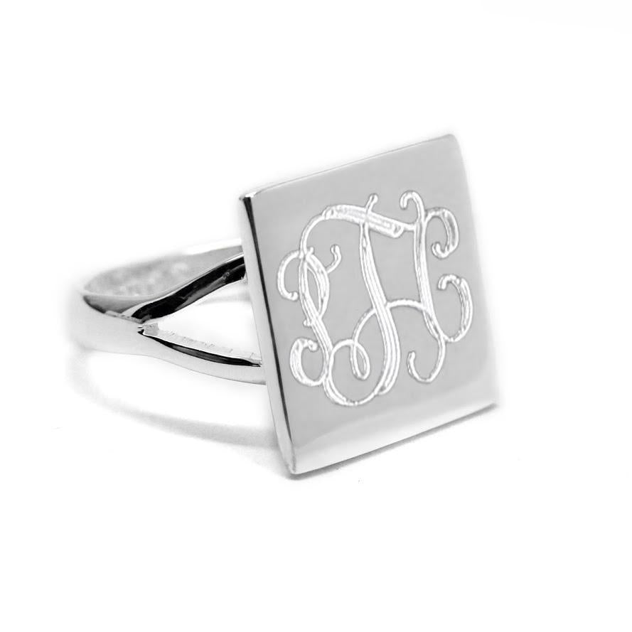 Small Square Engravable German Silver Ring with split band - Atlanta Jewelers Supply