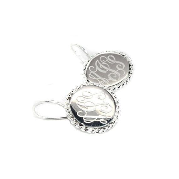Engravable German Silver  Earrings With ROPE Edge Design in gold and silver color - Atlanta Jewelers Supply