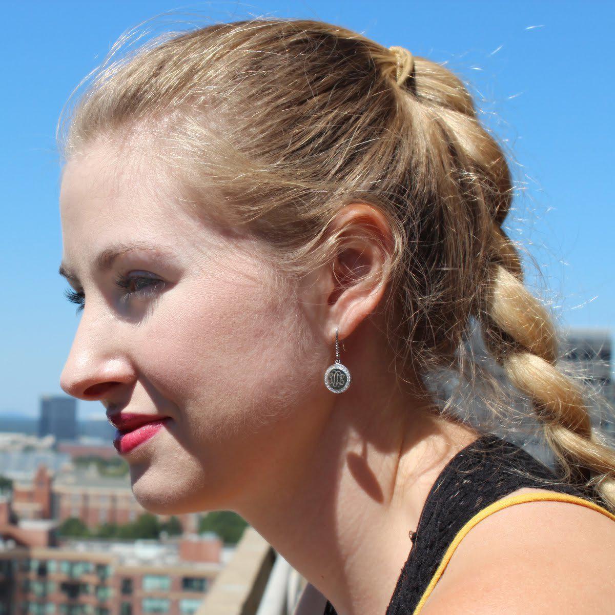 Sterling Silver, Engravable, Round Earrings On Short Silver Wire With Cz - Atlanta Jewelers Supply