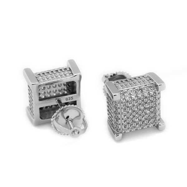 Sterling Silver Dazzling Square Micropave Post Earrings - Atlanta Jewelers Supply