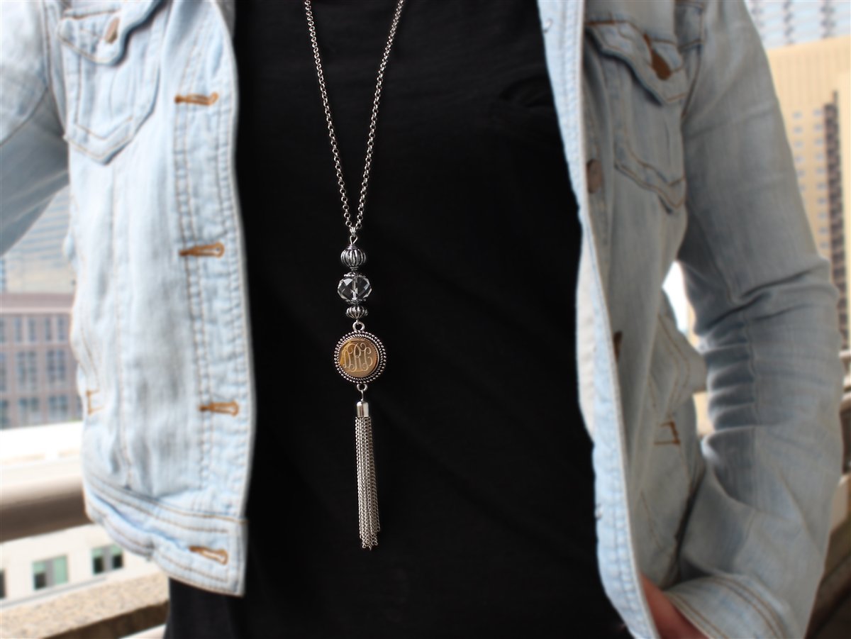 Engravable Fashion Crystal Snap Tassel Necklace in 3 Colors - Atlanta Jewelers Supply