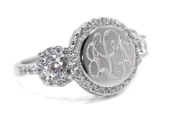 Elegant Engravable Sophia Sterling Silver Circle CZ Ring - Atlanta Jewelers Supply