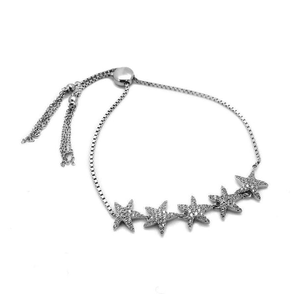 STERLING SILVER 5 STAR CZ ADJUSTABLE BRACELET! - Atlanta Jewelers Supply