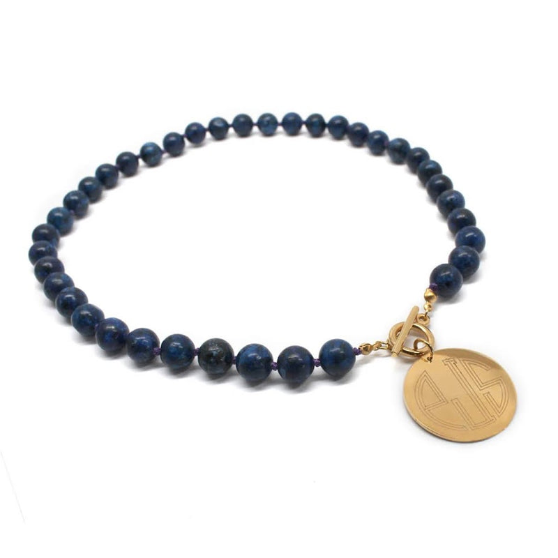 Tiffany Style Hand Knotted Bead Necklace with Engraved Gold Disc - Atlanta Jewelers Supply
