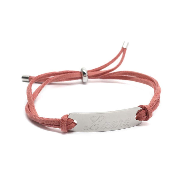 Trendy Suede Adjustable Engravable Stainless Steel Suede Bar Bracelet - Atlanta Jewelers Supply