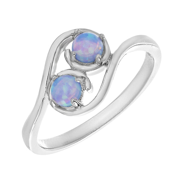 STERLING SILVER OPAL BYPASS DESIGN RING IN BLUE AND WHITE OPAL - Atlanta Jewelers Supply