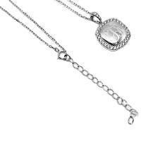 Engravable Sterling Silver Square Around the CZ Pendant Necklace - Atlanta Jewelers Supply