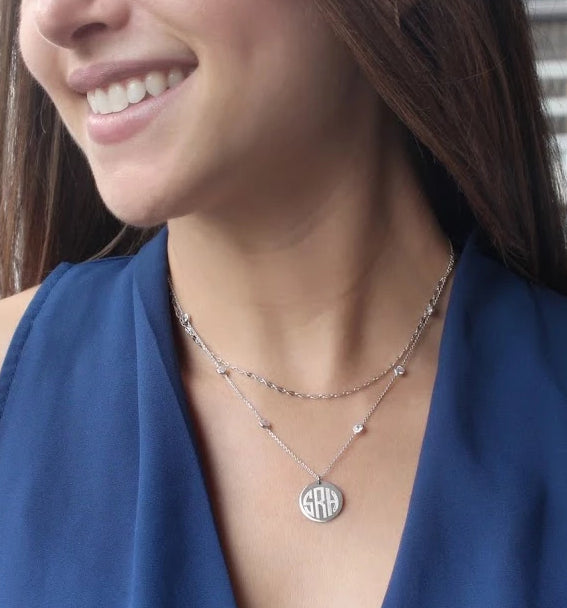 Sterling Silver Double Strand Diamond by the Yard Disc Necklace - Atlanta Jewelers Supply