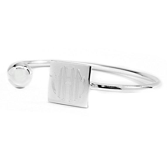 Engravable Gold and Silver German Silver Ball And Square Disc Bracelet - Atlanta Jewelers Supply