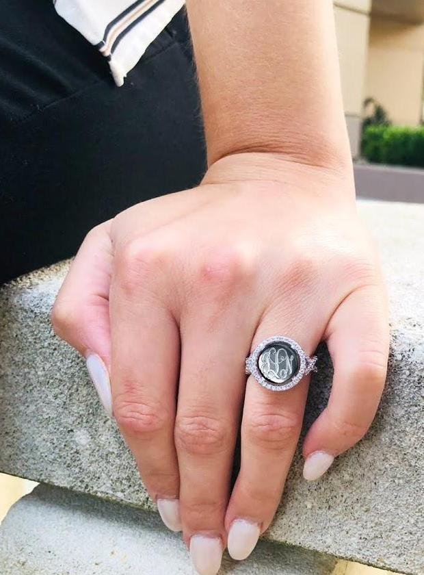 Elegant Engravable Sydni Sterling Silver Circle CZ Ring - Atlanta Jewelers Supply