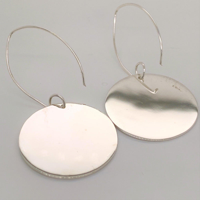 GERMAN SILVER ROUND ENGRAVABLE EARRINGS WITH LONG WIRE - Atlanta Jewelers Supply