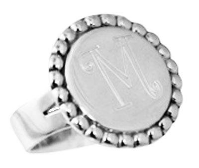 Sterling Silver Engravable Round Ring With Beaded Trim - Atlanta Jewelers Supply