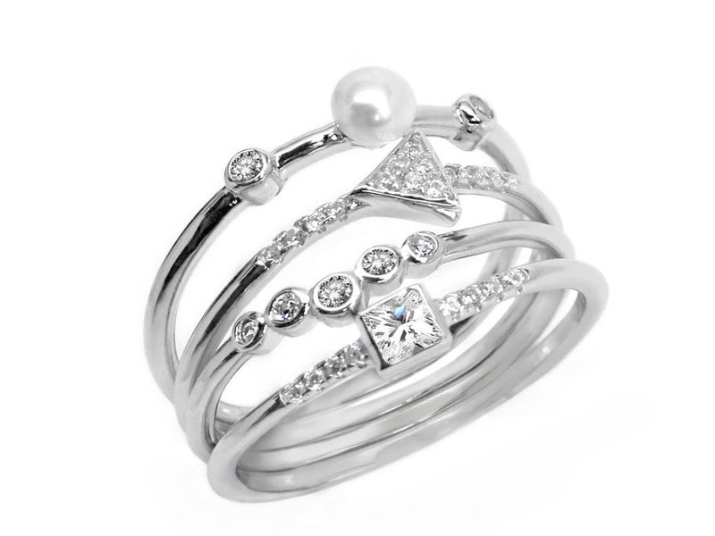 STERLING SILVER STACKABLE 4 BANDS RING SET - Atlanta Jewelers Supply