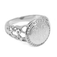 Elegant Engravable Sterling Silver Circle CZ Ring - Atlanta Jewelers Supply