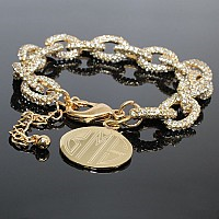 Elegant Pave CZ Link Bracelet With 20 mm Engraved Disc - Atlanta Jewelers Supply