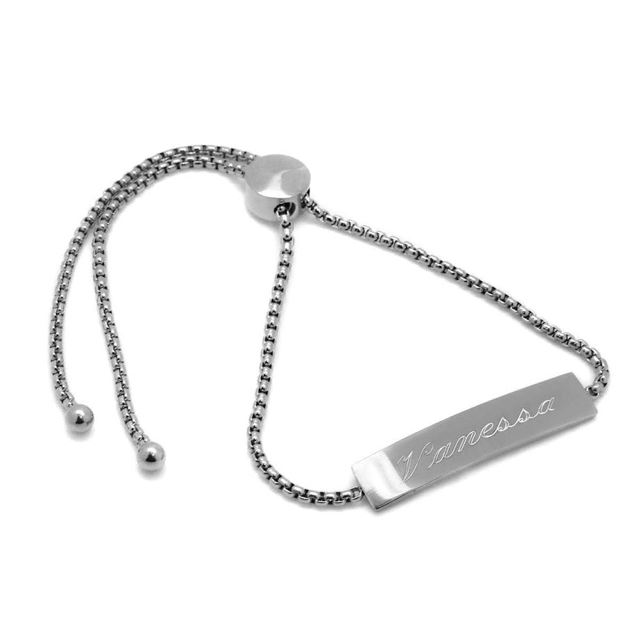 STAINLESS STEEL ENGRAVABLE ADJUSTABLE BAR BRACELET - Atlanta Jewelers Supply