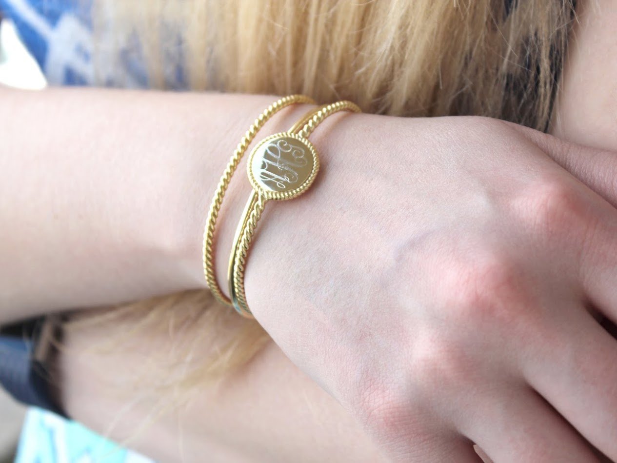 Engraved Nonsilver Circle Disc & Triple Rope Bangle Bracelets - Atlanta Jewelers Supply