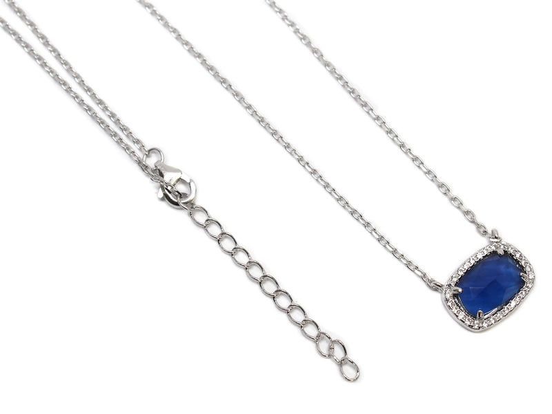 Sterling Silver Designer Inspired Gem Stone Necklace