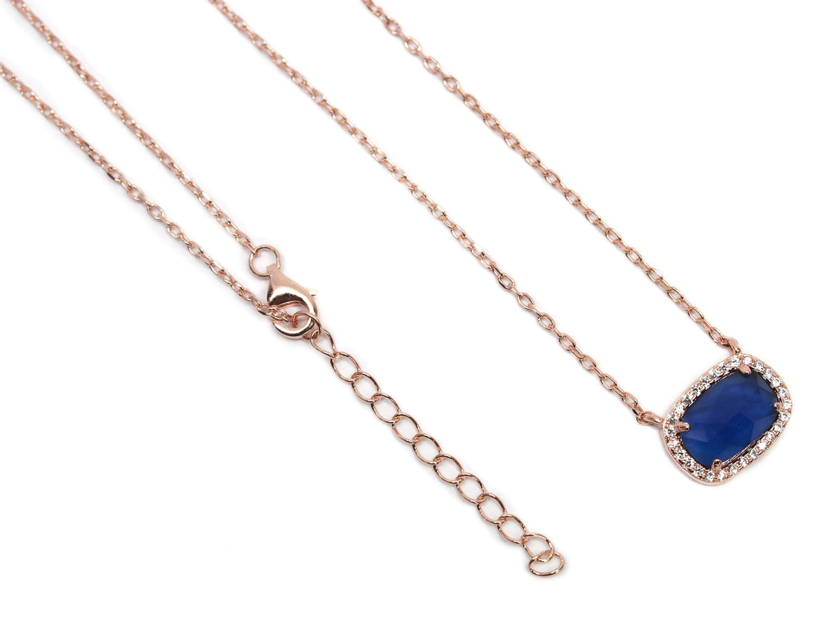 Sterling Silver Designer Inspired Gem Stone Necklace