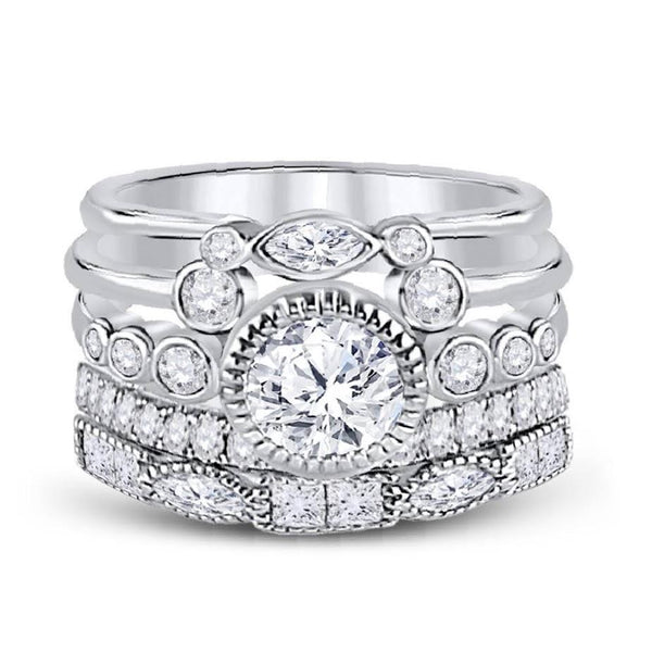 STERLING SILVER FIVE BAND SET STACKABLE CZ RING - Atlanta Jewelers Supply