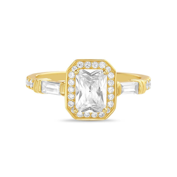 GOLD CZ W/ CZ ACCENTS FANCY DESIGN ENGAGEMENT RING - Atlanta Jewelers Supply
