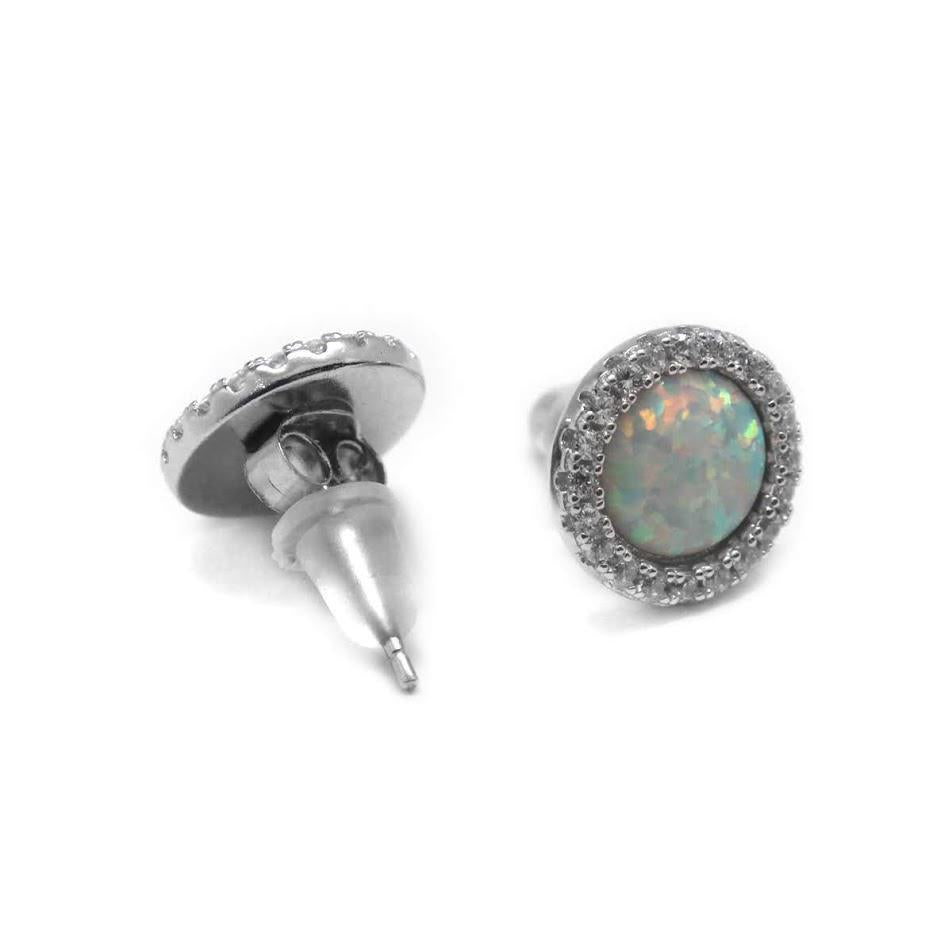 Sterling Silver CZ Opal Earrings - Atlanta Jewelers Supply