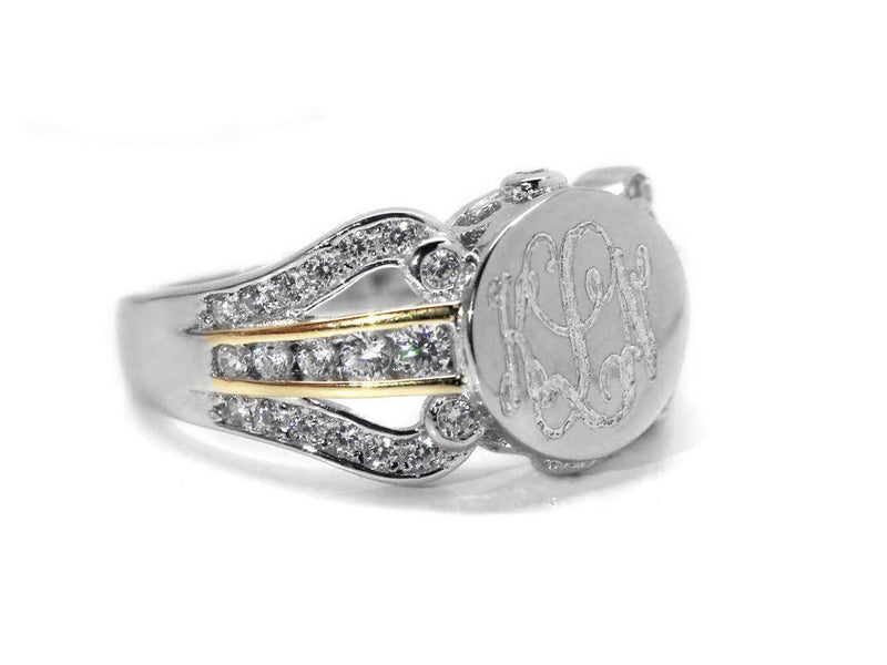 Elegant Engravable Zoey Sterling Silver Circle CZ Ring - Atlanta Jewelers Supply