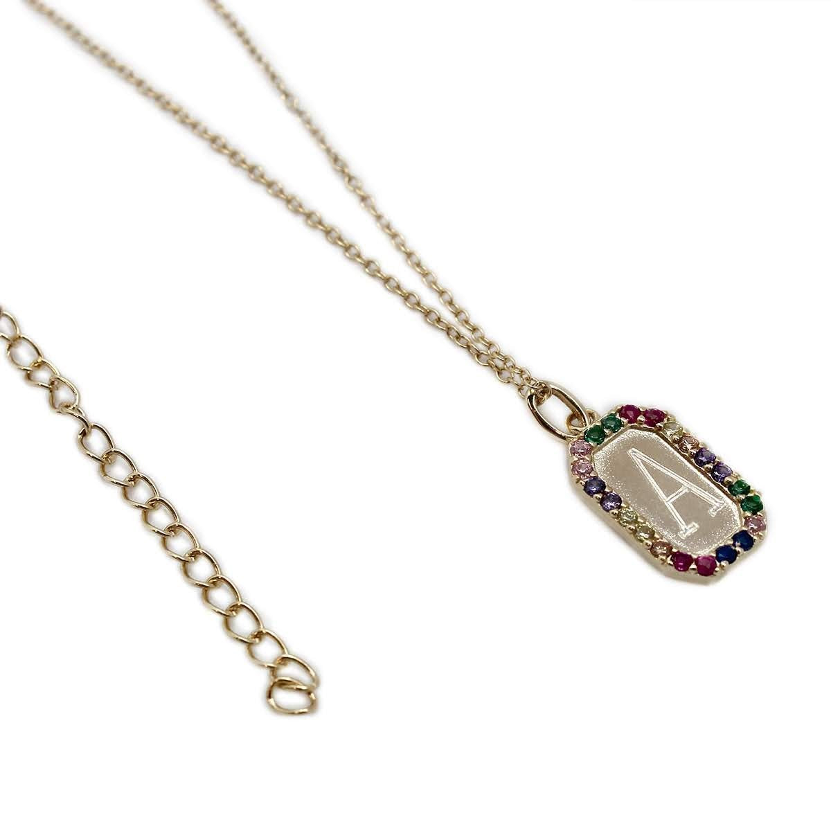 STERLING SILVER DESIGNER INSPIRED MULTICOLORED CZ ENGRAVABLE NECKLACE - Atlanta Jewelers Supply
