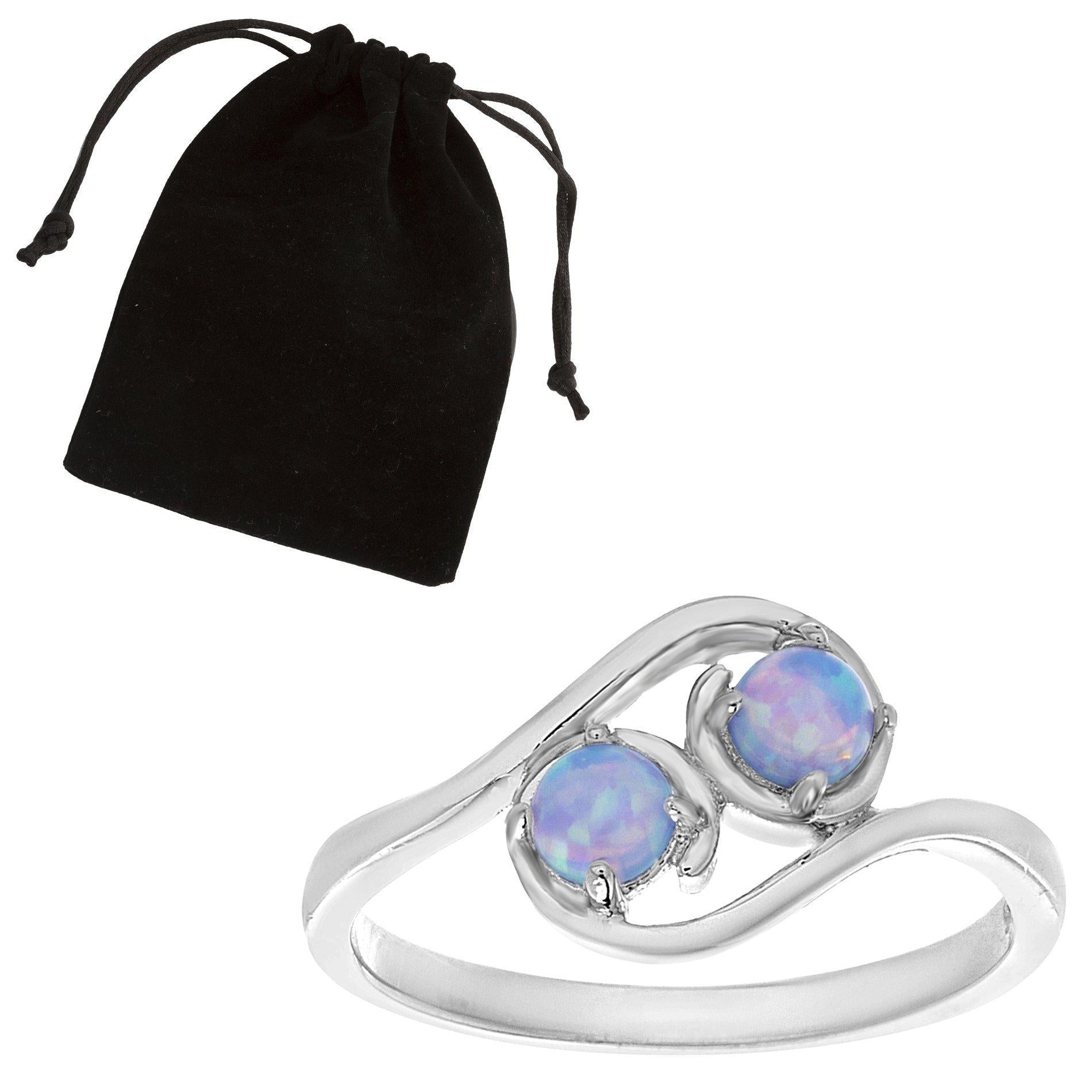 STERLING SILVER OPAL BYPASS DESIGN RING IN BLUE AND WHITE OPAL - Atlanta Jewelers Supply