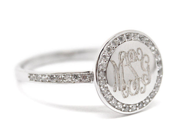 Sterling Silver Straight Band Engravable CZ Stoned Rings - Atlanta Jewelers Supply