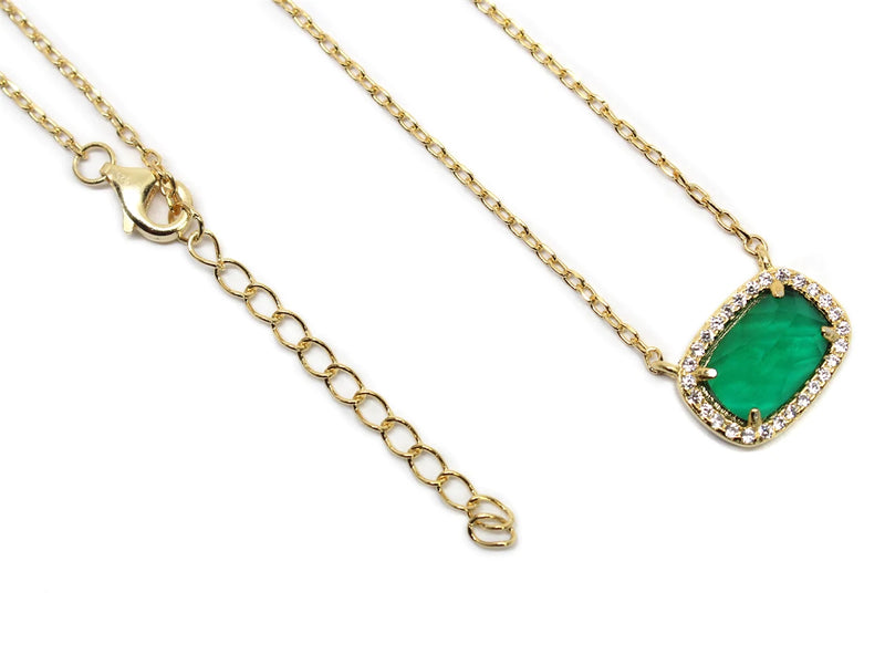 Sterling Silver Designer Inspired Gem Stone Necklace