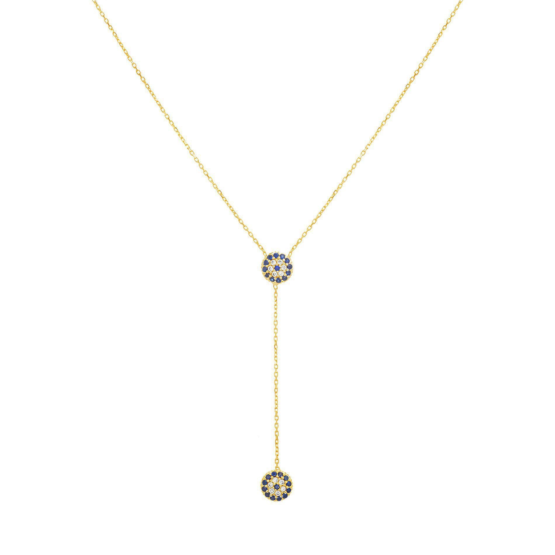 GOLD CZ EVIL EYE DISC DROP NECKLACE - Atlanta Jewelers Supply
