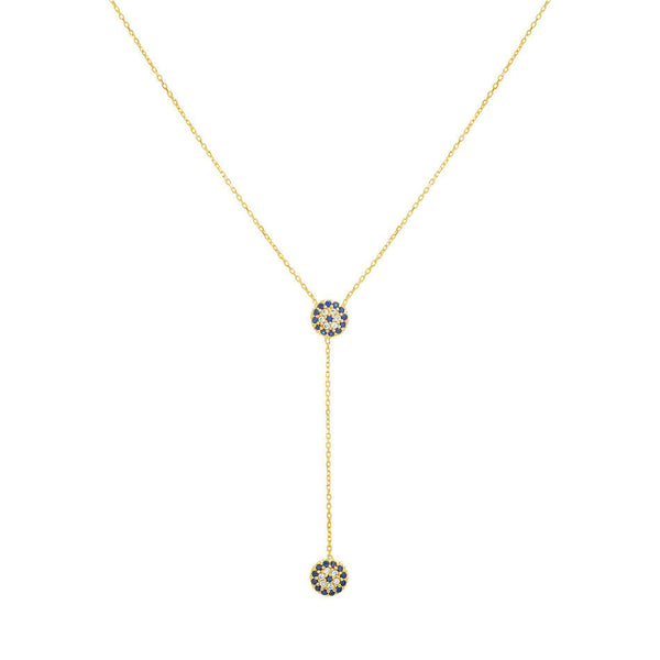GOLD CZ EVIL EYE DISC DROP NECKLACE - Atlanta Jewelers Supply