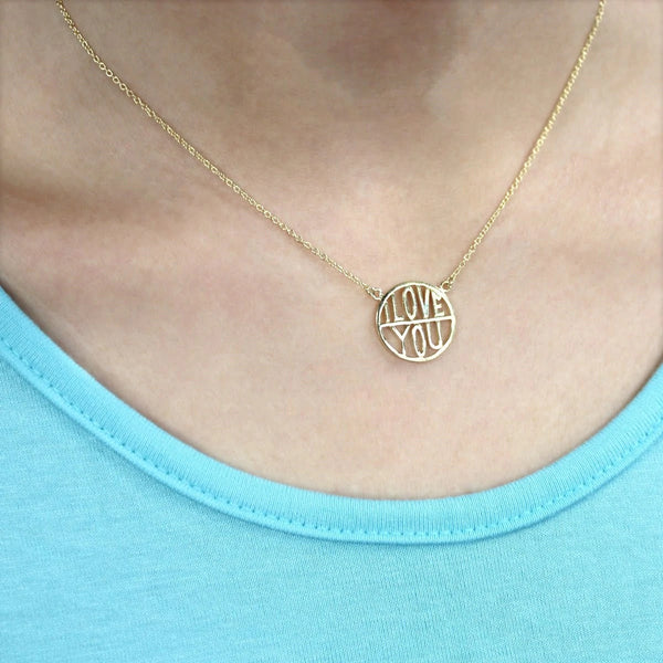 "I Love You" Sterling Silver Cut-Out Necklace