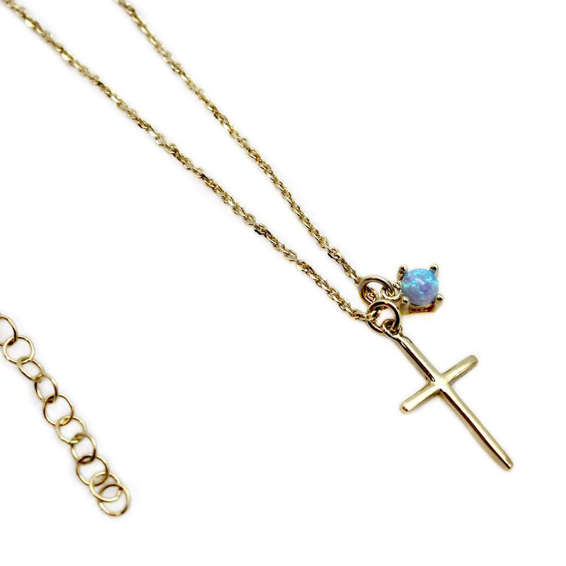 Sterling Silver cross necklace with Opal dangle charm - Atlanta Jewelers Supply