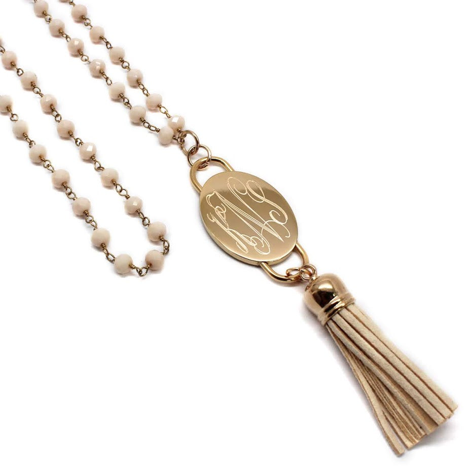 Fashion Engravable Tassel Bone Bead Chain Necklace - Atlanta Jewelers Supply